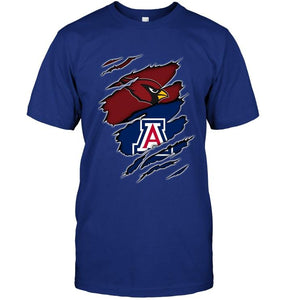 Arizona Cardinals and Arizona Wildcats layer under ripped shirt