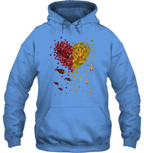 Arizona Cardinals Patriots and Arizona State Sun Devils tiny hearts shaped fan shirt