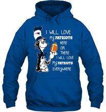 Load image into Gallery viewer, I will love my New England Patriots here or there love everywhere the cat fan simpson shirt