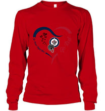 Load image into Gallery viewer, Go Polar night blue Go red Winnipeg Jets  fan heart shirt