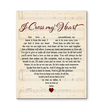 Load image into Gallery viewer, George Strait I cross my heart Lyric heart typography canvas