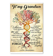 Load image into Gallery viewer, Grandma to grandson Wherever your journey You are my sunshine DNA tree poster