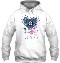 Load image into Gallery viewer, Winnipeg Jets tiny heart love shaped br east cancer shirt