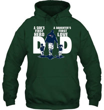 Load image into Gallery viewer, New England Patriots Dad son's first hero daughter's first love shirt
