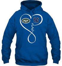 Load image into Gallery viewer, New York Jets New York Yankees love heart shirt