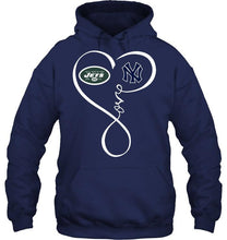 Load image into Gallery viewer, New York Jets New York Yankees love heart shirt