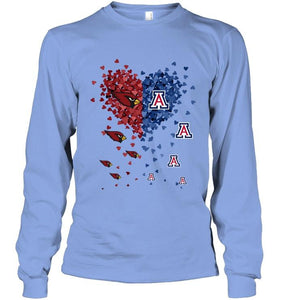 Arizona Cardinals Patriots and Arizona Wildcats tiny hearts shaped fan shirt