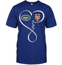 Load image into Gallery viewer, New York Jets New York Mets love heart shirt