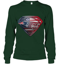 Load image into Gallery viewer, New England Patriots and UMass Minutemens superman american flag layer shirt