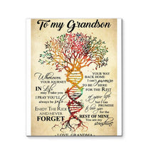 Load image into Gallery viewer, Grandma to grandson Wherever your journey You are my sunshine DNA tree canvas