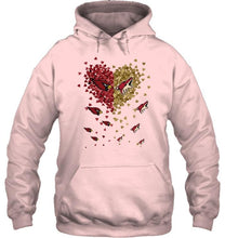 Load image into Gallery viewer, Arizona Cardinals Patriots and Arizona Coyotes tiny hearts shaped fan shirt