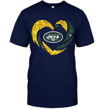 Load image into Gallery viewer, New York Jets heart love golden glitter pattern hurricane shirt