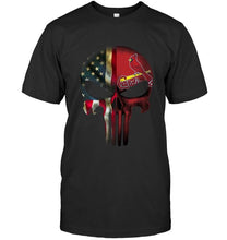 Load image into Gallery viewer, St Louis Cardinals skull american flag shirt