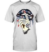 Load image into Gallery viewer, Shut the f ck up sexy Winnipeg Jets glittering lips shirt