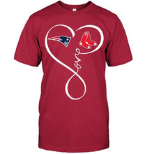 Load image into Gallery viewer, New England Patriots Boston Red Sox love heart shirt