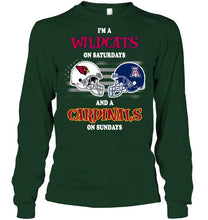 Load image into Gallery viewer, I'm Arizona Wildcats on Saturdays and Arizona Cardinals on Sundays shirt