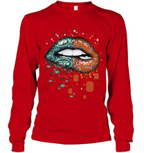 Load image into Gallery viewer, New York Jets and Syracuse Orange glitter pattern sexy lips t shirt