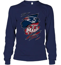 Load image into Gallery viewer, New England Patriots and UMass Minutemens layer under ripped shirt
