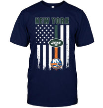 Load image into Gallery viewer, New York New York Jets New york Islanders american flag shirt