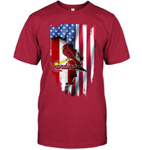 Load image into Gallery viewer, St Louis Cardinals flag ripped american flag shirt