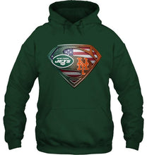 Load image into Gallery viewer, New York Jets and New York Mets superman american flag layer shirt