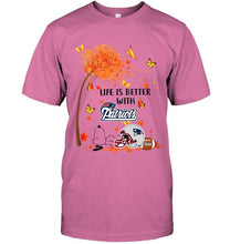 Load image into Gallery viewer, Life is better with New England Patriots snoopy sleeping under autumn tree shirt