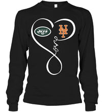 Load image into Gallery viewer, New York Jets New York Mets love heart shirt
