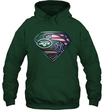 Load image into Gallery viewer, New York Jets and New York Yankees superman american flag layer shirt