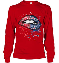 Load image into Gallery viewer, New England Patriots and Boston Red Sox glitter pattern sexy lips t shirt
