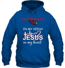 Load image into Gallery viewer, Arizona Cardinals in my veins jesus in my heart shirt