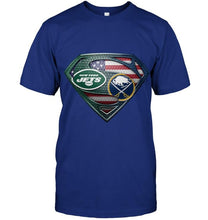 Load image into Gallery viewer, New York Jets and Buffalo Sabres superman american flag layer shirt