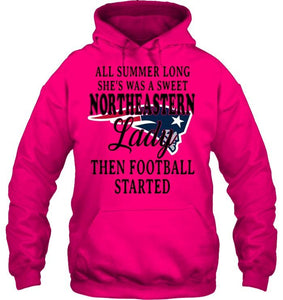 All summer long she's sweet northeastern lady then football started New England Patriots shirt