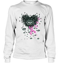 Load image into Gallery viewer, New York Jets tiny heart love shaped br east cancer shirt