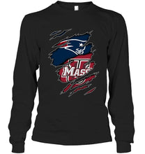 Load image into Gallery viewer, New England Patriots and UMass Minutemens layer under ripped shirt