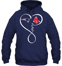 Load image into Gallery viewer, New England Patriots Boston Red Sox love heart shirt