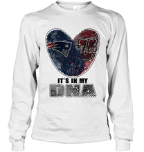 Load image into Gallery viewer, New England Patriots and UMass Minutemens it's my dna love fingerprints shirt