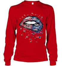 Load image into Gallery viewer, New England Patriots and UMass Minutemens glitter pattern sexy lips t shirt
