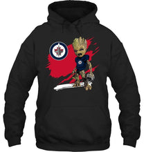 Load image into Gallery viewer, Winnipeg Jets angry baby groot ripped simpson shirt