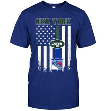 Load image into Gallery viewer, New York New York Jets New York Rangers american flag shirt