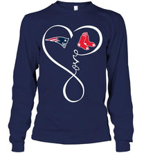 Load image into Gallery viewer, New England Patriots Boston Red Sox love heart shirt