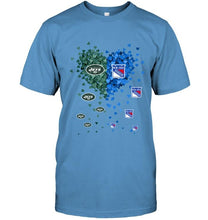 Load image into Gallery viewer, New York Jets and New York Rangers tiny hearts shaped fan shirt