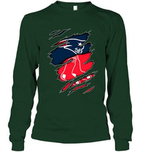 Load image into Gallery viewer, New England Patriots and Boston Red Sox layer under ripped shirt