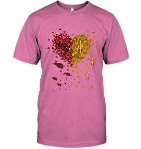 Arizona Cardinals Patriots and Arizona State Sun Devils tiny hearts shaped fan shirt