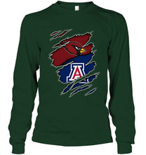 Load image into Gallery viewer, Arizona Cardinals and Arizona Wildcats layer under ripped shirt