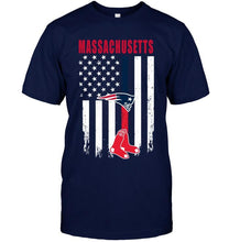 Load image into Gallery viewer, Massachusetts New England Patriots Boston Red Soxamerican flag shirt