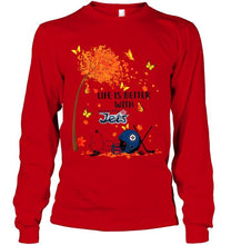 Load image into Gallery viewer, Life is better with Winnipeg Jets snoopy sleeping under autumn tree hoodie
