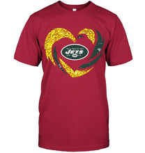 Load image into Gallery viewer, New York Jets heart love golden glitter pattern hurricane shirt