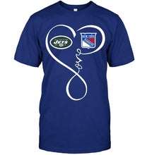 Load image into Gallery viewer, New York Jets New York Rangers love heart shirt