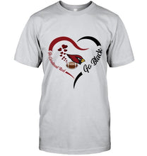 Load image into Gallery viewer, Go Cardinal red Go black Arizona Cardinals fan heart shirt