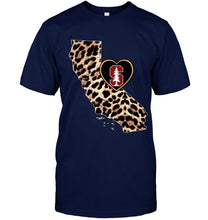 Load image into Gallery viewer, Stanford Cardinal Leopard State Map love shirt